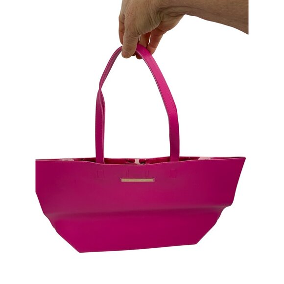 New Vince Camuto Pink Fuscia Tote Bag With Gold Logo & Magnetic Closure Snap - Picture 7 of 13